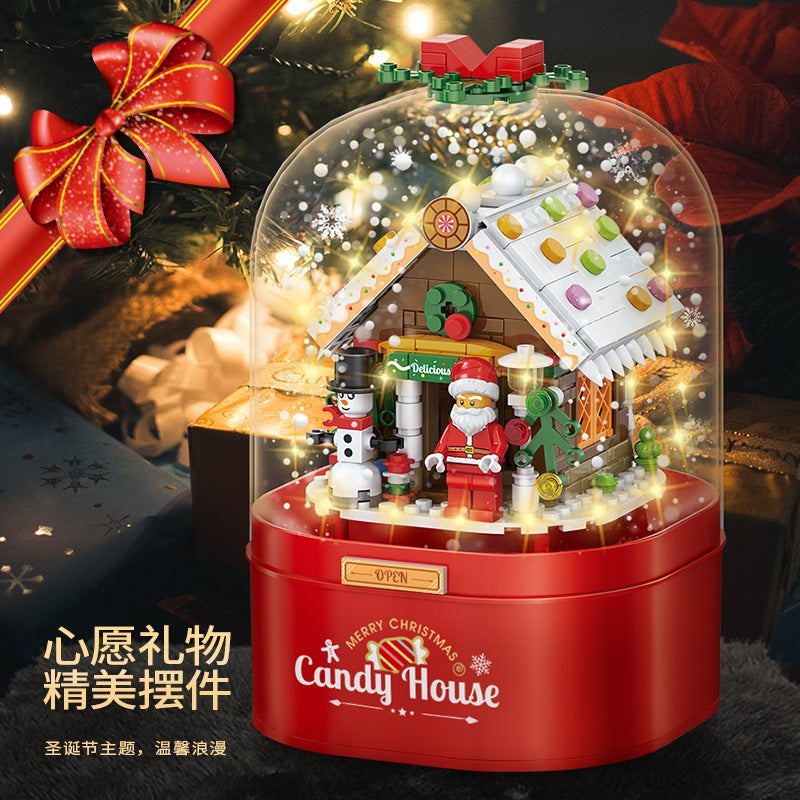 Candy House Santa Claus Snow Rotating Music Box Christmas Blocks Compatible Lego Christmas Gift Drill Z013 - Image 5